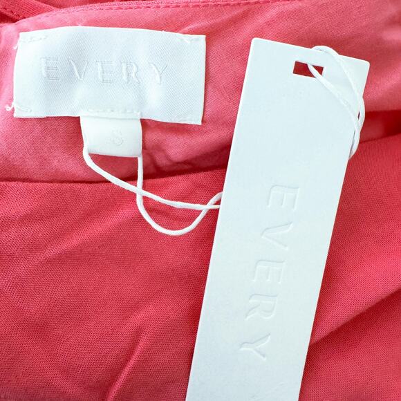 Every 3/4  Sleeve V-Neck Linen Blend Mini Dress Pink Barbiecore Summer Sz S NWT - Picture 5 of 8